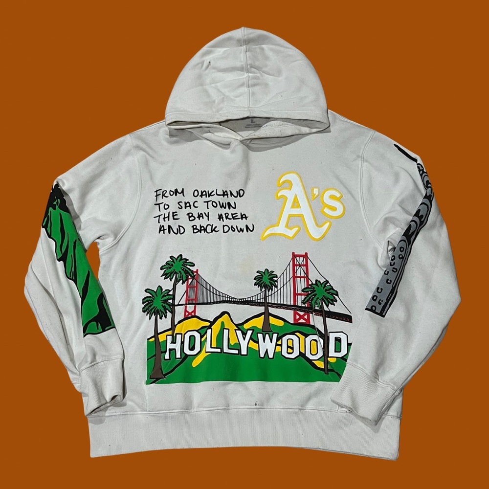 White Hoodie with Graphic Print and Text